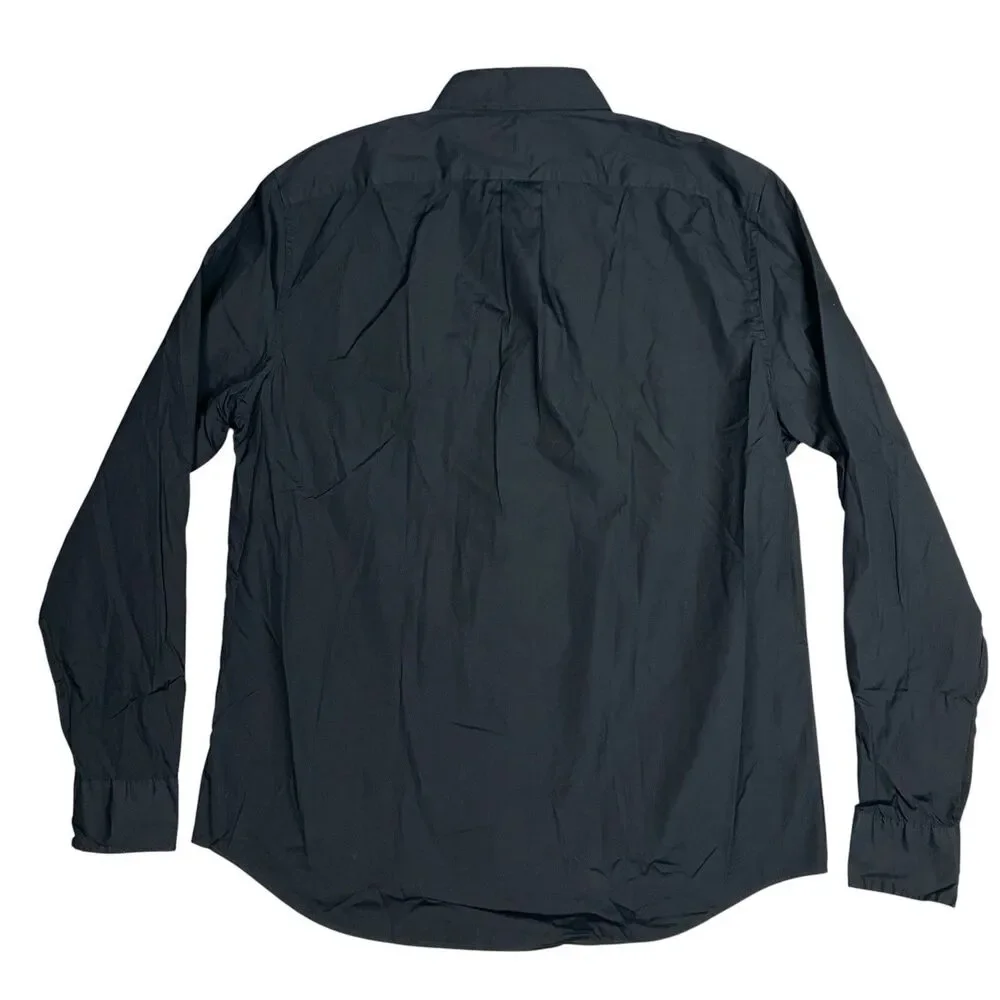 J Crew Button Black Down Shirt Mens M Black Long Sleeve Cotton Secret Wash BJ706